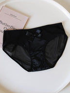 French-Inspired Vintage Mesh Panties with Bow and Lace Trim