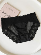 French-Inspired Satin Panties with Sweet Heart and Lace Trim