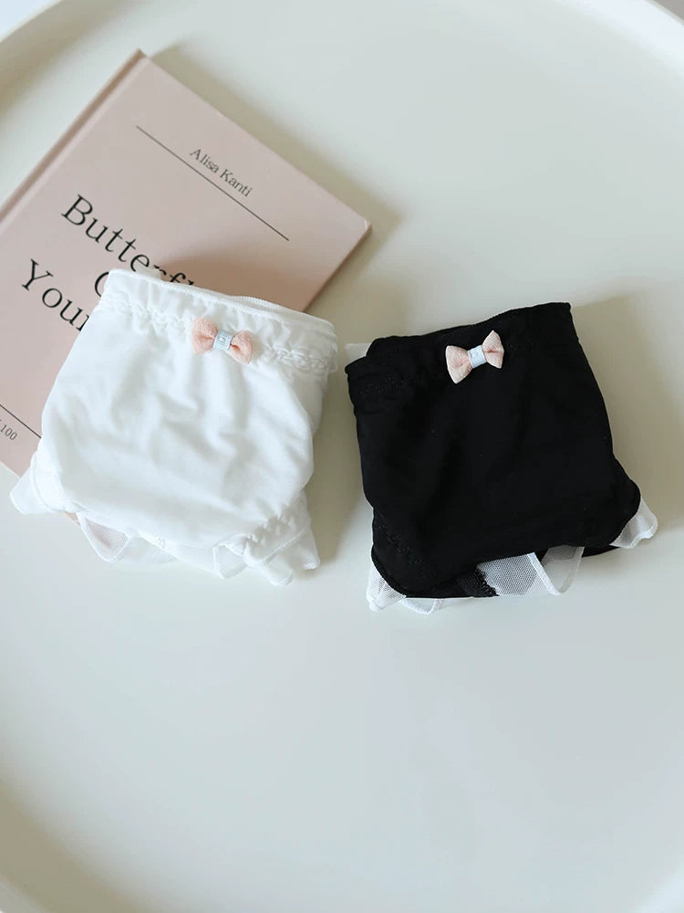 Sweet Ice Silk Panties with Bow Detail and Pure Cotton Crotch