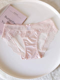 Luxury Low-Waist Satin Panties with Lace Mesh and Pure Cotton Crotch
