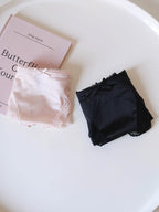 French-Inspired Vintage Panties with Bow Embroidery and Lace Trim