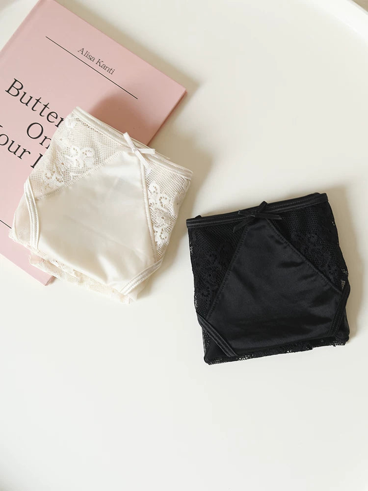 French-Inspired Vintage Panties with Lace Mesh and Cotton Crotch