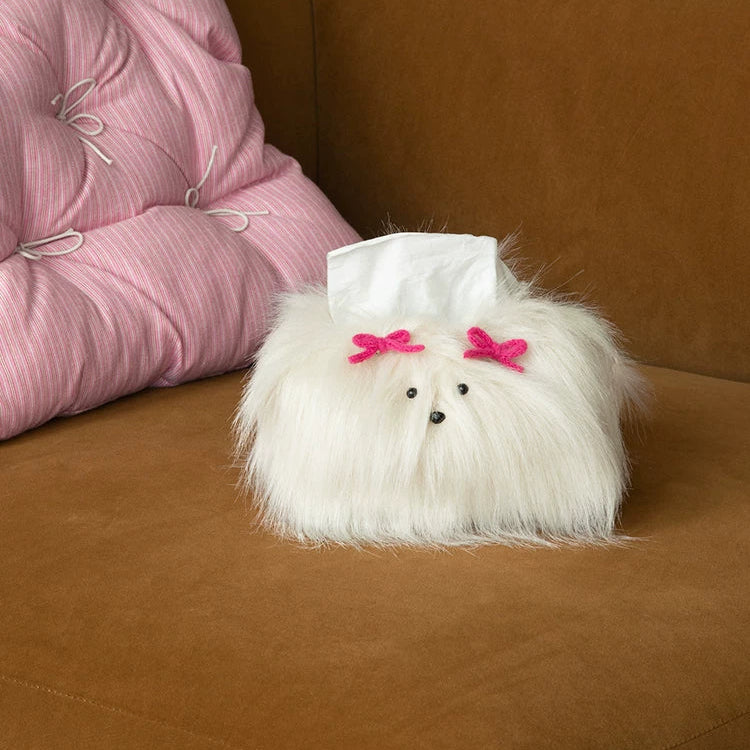 Cartoon Puppy Desktop Tissue Box Resin Organizer