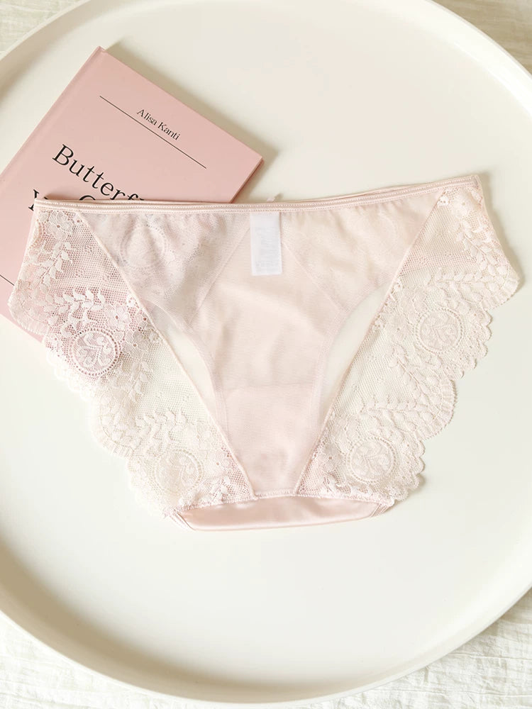 French-Inspired Vintage Panties with Lace Mesh and Cotton Crotch