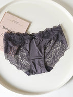 French-Inspired Vintage Panties with Bow Embroidery and Lace Trim