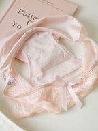 French-Inspired Vintage Panties with Bow Embroidery and Lace Trim