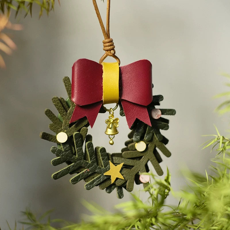 Cute Handmade Cowhide Leather Garland Hanging Ornament Accessory