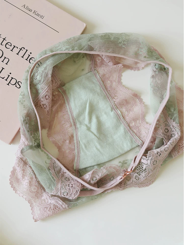 French-Inspired Heart-Shaped Hollow-Out Lace Panties with Ultra-Thin Mesh