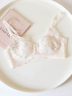 French-Inspired Pink Wireless Seamless Lace Bra with Bunny Ear Cups