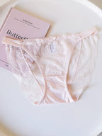 Vintage Mesh Panties with Butterfly Embroidery and Lace Trim