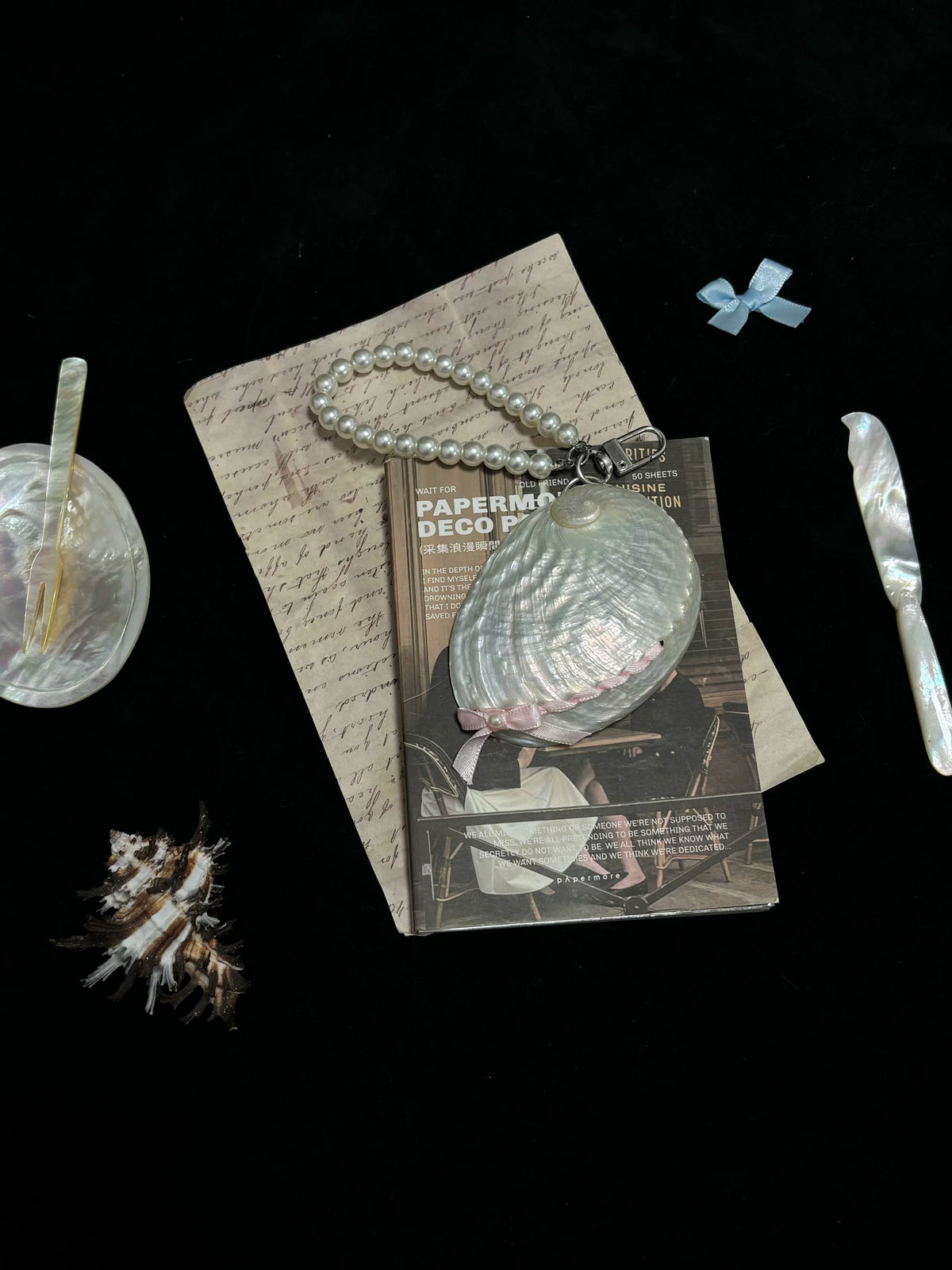 Cute Vintage Ballet Pearl White Abalone Bag Charm Accessory