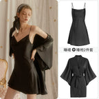 Women's Spaghetti Strap Slit Nightgown with Backless Design