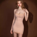 Modal Bodycon Camisole Nightgown with Lace Trim