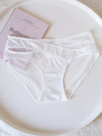 Cross-Cut Hollow-Out Sheer Mesh Lace Panties with Cotton Crotch