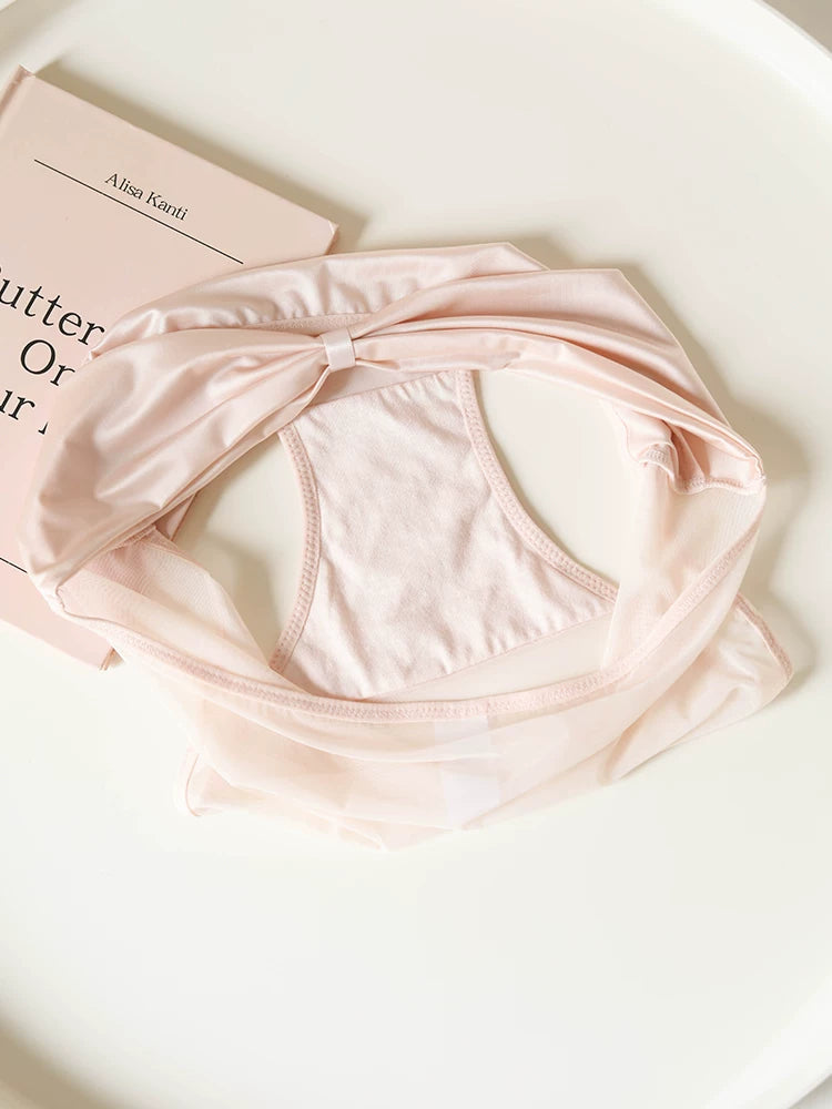 French-Inspired Vintage Panties with Bow Cutout and Lace Trim