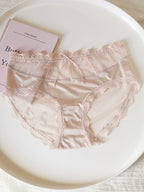 French-Inspired Luxury Silky Satin Panties with Bow and Lace Trim