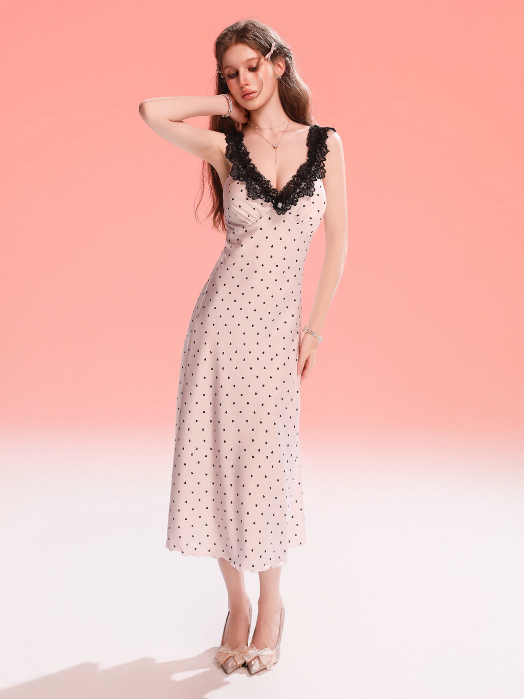 French-Inspired Vintage Camisole Nightdress with Lace Trim
