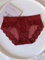 French-Inspired Vintage Panties with Satin Mesh and Lace Trim