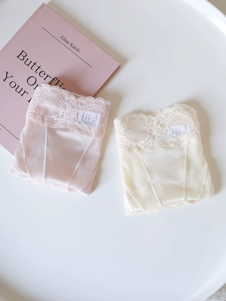 Luxurious Mid-Waist Transparent Mesh Panties with Lace Trim and Cotton Crotch