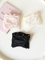 Women's Cross-Back Thong Panties with Bow and Lace Trim