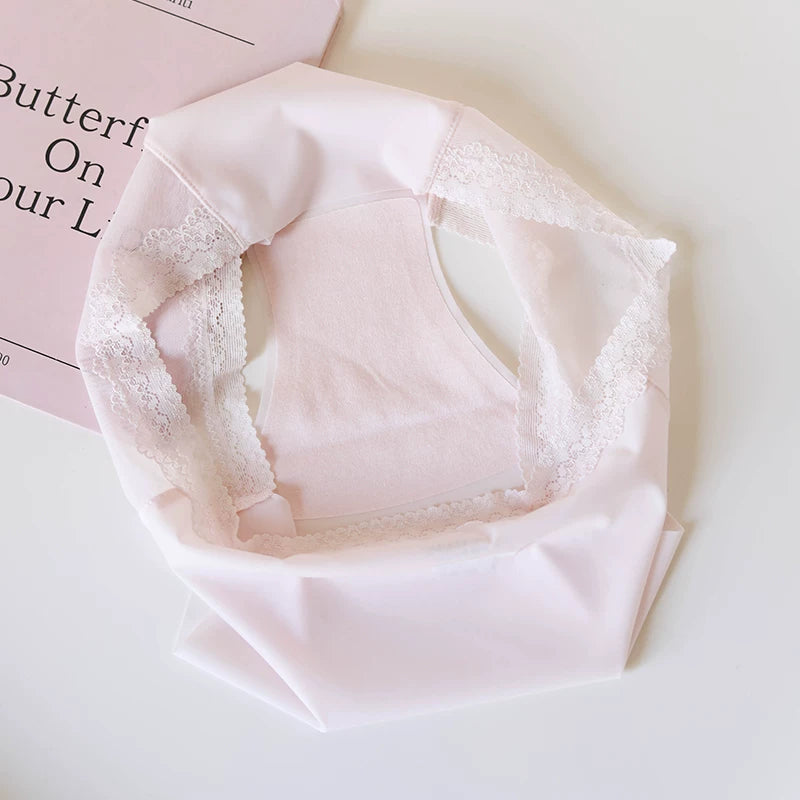 Seamless Lace Silk Panties with Delicate Trim