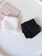 French-Inspired Low-Waist Mesh Satin Panties with Ruffle Lace Trim