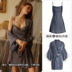 Women's Spaghetti Strap Slit Nightgown with Backless Design