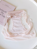 Velvet Mesh Lace Panties with Straps and Cotton Crotch