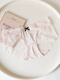French-Inspired Vintage Panties with Bow Embroidery and Lace Trim