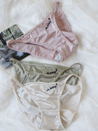 French-Inspired Vintage Satin Panties with Embroidery and Lace Trim