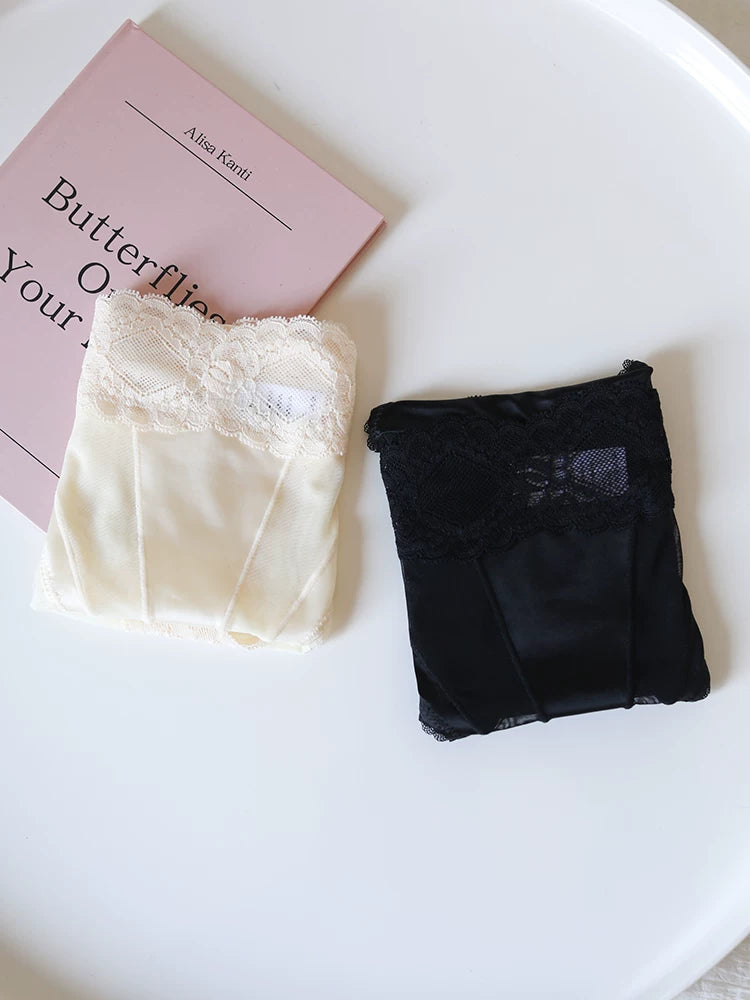 Luxurious Mid-Waist Transparent Mesh Panties with Lace Trim and Cotton Crotch