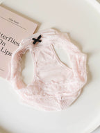 French-Inspired Vintage Panties with Bow Embroidery and Lace Trim