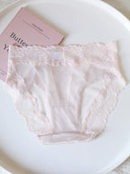 Luxurious Mid-Waist Transparent Mesh Panties with Lace Trim and Cotton Crotch