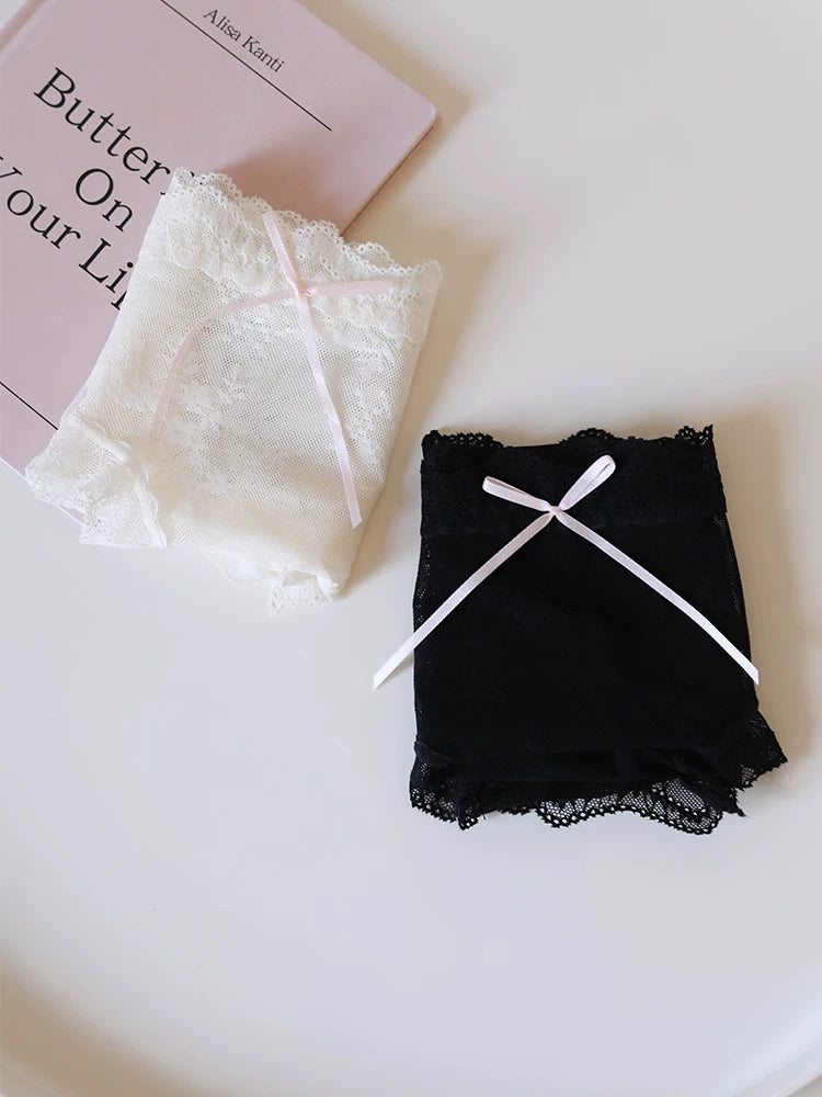 Sweet Mesh Panties with Bow Detail and Lace Trim