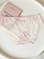 French-Inspired Vintage Mesh Panties with Bow and Lace Trim