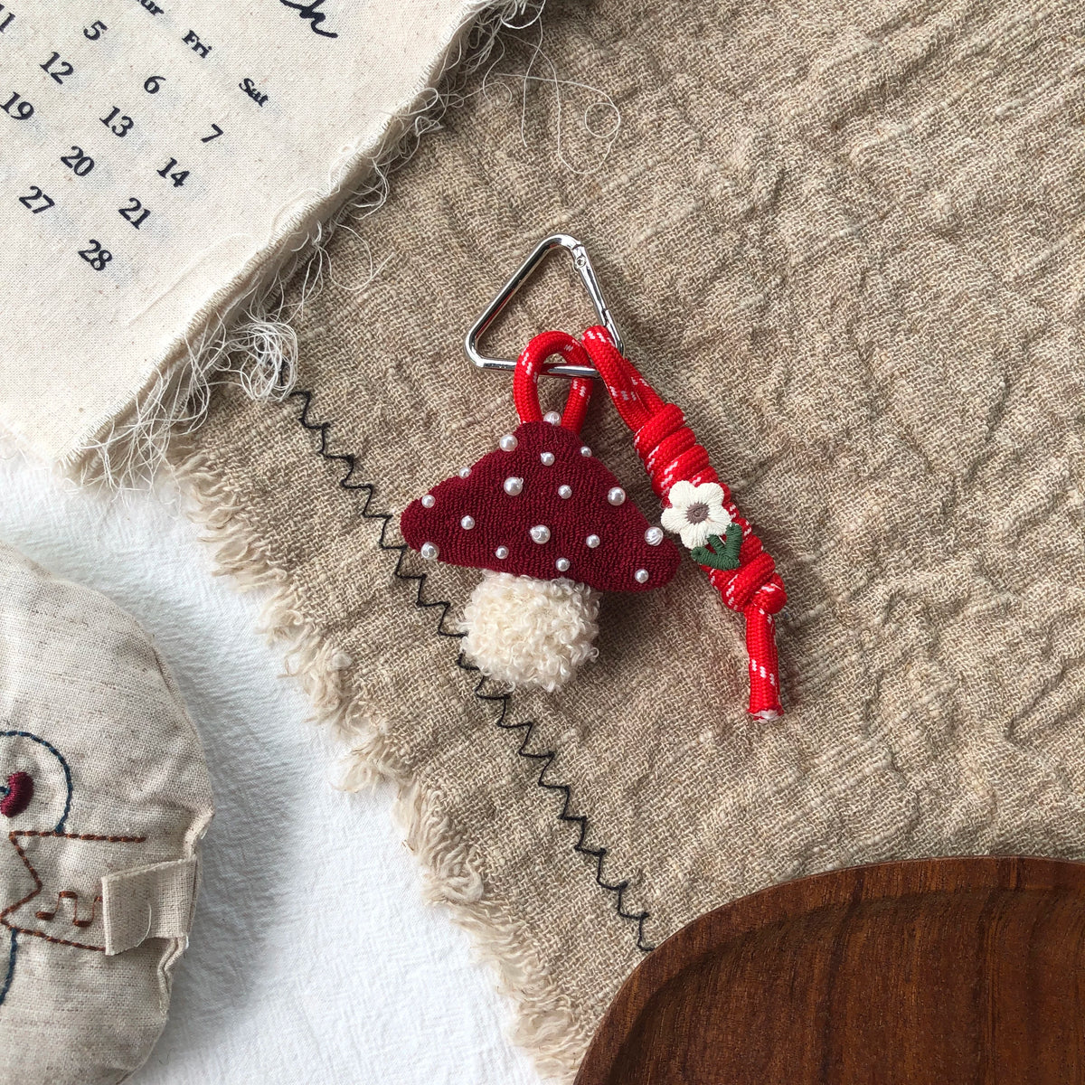 Cute Handmade Fabric Forest Mushroom Plant Bag Pendant Accessory