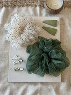 Cute Fluffy Polka Dot Organza Scrunchie Hair Accessory