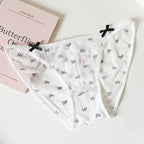 French-Inspired Vintage Panties with Bow Embroidery and Lace Trim