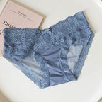 French-Inspired Vintage Panties with Bow Embroidery and Lace Trim