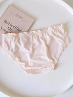 French-Inspired Soft Ice Silk Panties with Bow and Lace Trim