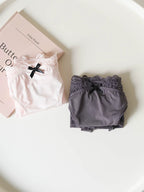 French-Inspired Vintage Panties with Bow Embroidery and Lace Trim