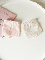 French-Inspired Luxury Satin Mesh Panties with Bow and Lace Trim