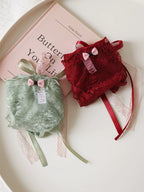 French-Inspired Low-Waist Sheer Mesh Panties with Ribbon Bow and Lace Trim