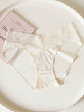 French-Inspired Vintage Seamless Satin Panties with Lace Trim