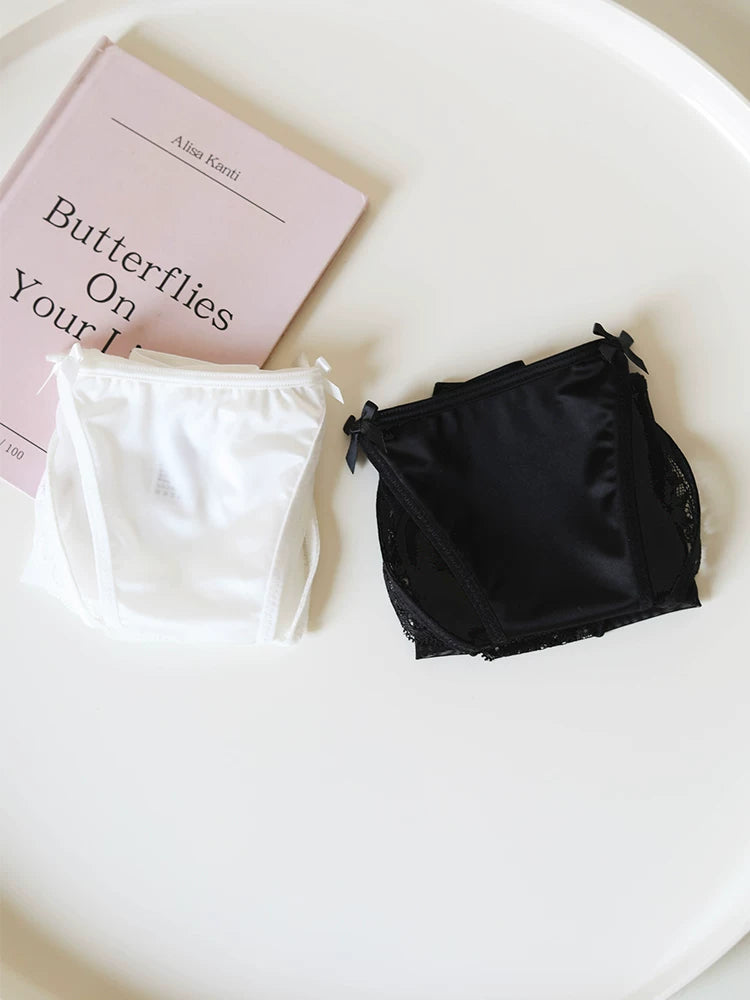 French-Inspired Vintage Panties with Double Bows and Lace Trim