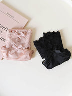 French-Inspired Vintage Panties with Bow Embroidery and Lace Trim