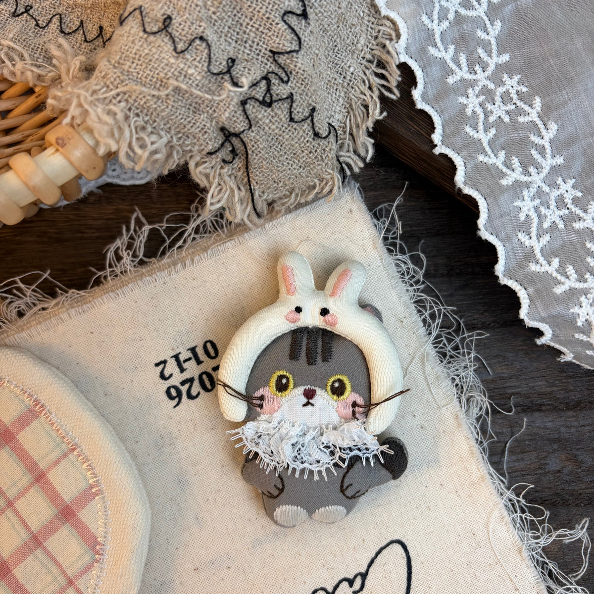 Cute Handmade Fabric Cotton Doll Brooch Pin Accessory